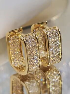 Gold Pave Mini Huggie Earrings